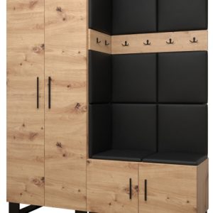 Garderoba do przedpokoju ARTIN 2 artisan + ekoskóra czarna 89591
