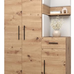 Garderoba do przedpokoju ARTIN 6 artisan + ekoskóra biała 89618