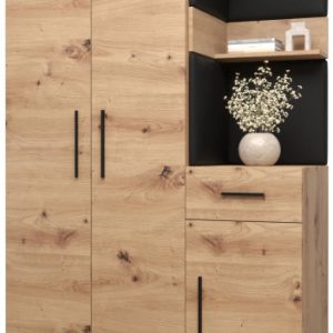 Garderoba do przedpokoju ARTIN 6 artisan + ekoskóra czarna 89542