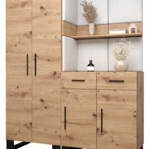 Garderoba do przedpokoju ARTIN 7 artisan + ekoskóra biała 89597
