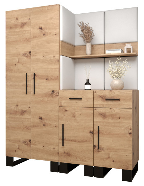 Garderoba do przedpokoju ARTIN 7 artisan + ekoskóra biała 89597