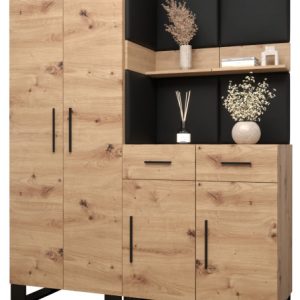 Garderoba do przedpokoju ARTIN 7 artisan + ekoskóra czarna 89532