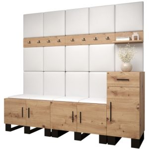 Garderoba do przedpokoju ARTIN 8 artisan + ekoskóra biała 89523