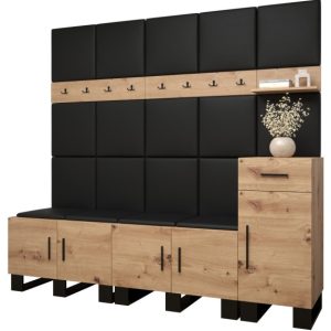Garderoba do przedpokoju ARTIN 8 artisan + ekoskóra czarna 89629