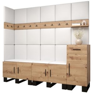 Garderoba do przedpokoju ARTIN 9 artisan + ekoskóra biała 89615