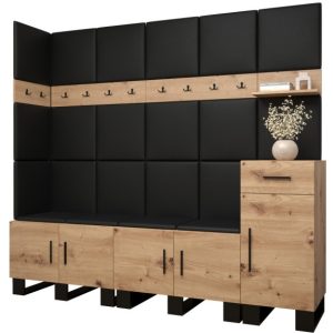 Garderoba do przedpokoju ARTIN 9 artisan + ekoskóra czarna 89199