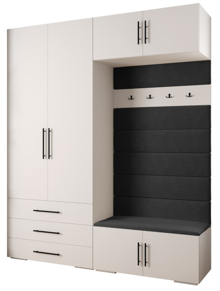 Garderoba do przedpokoju INOVA 3 Z12 biały+czarny+manila18 215581