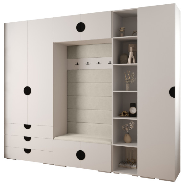 Garderoba do przedpokoju INOVA 4 Z11 biały+czarny+manila02 213245