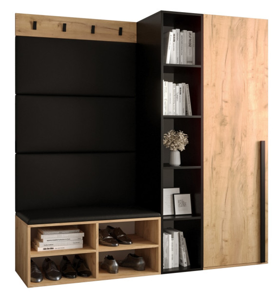 Garderoba do przedpokoju MIRO 1 craft + ekoskóra czarna 90408