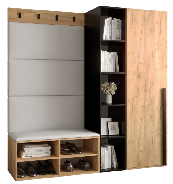Garderoba do przedpokoju MIRO 1 dąb craft + ekoskóra biała 90782