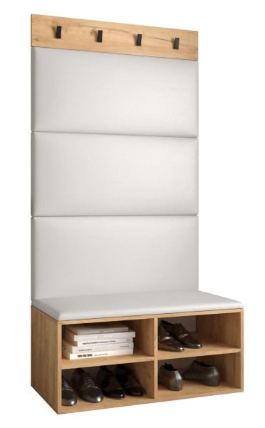 Garderoba do przedpokoju MIRO 2 dąb craft + ekoskóra biała 90412