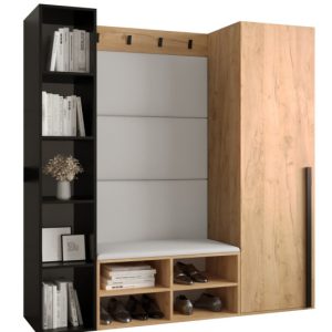 Garderoba do przedpokoju MIRO 3 dąb craft + ekoskóra biała 90370 Garderoba do przedpokoju MIRO 3 dąb craft + ekoskóra biała 90370