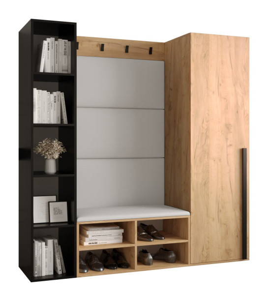 Garderoba do przedpokoju MIRO 3 dąb craft + ekoskóra biała 90370