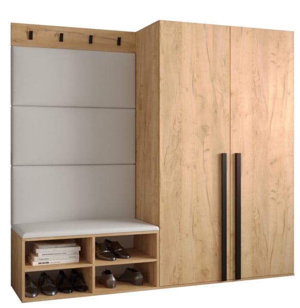 Garderoba do przedpokoju MIRO 5 dąb craft + ekoskóra biała 90325