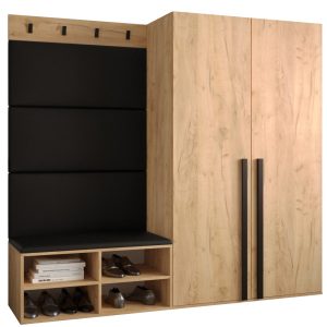 Garderoba do przedpokoju MIRO 5 dąb craft + ekoskóra czarna 90368