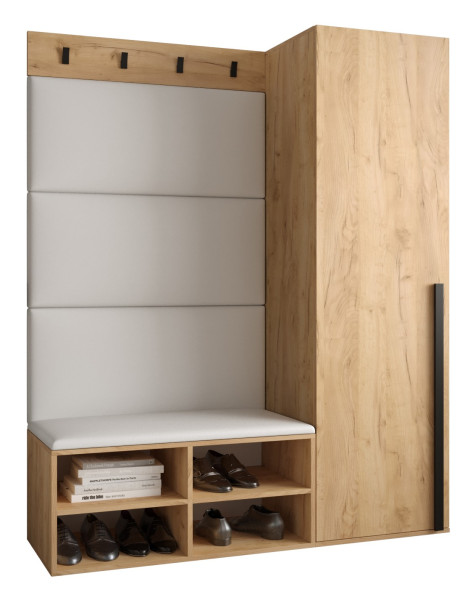 Garderoba do przedpokoju MIRO 6 dąb craft + ekoskóra biała 91315