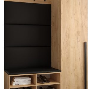 Garderoba do przedpokoju MIRO 6 dąb craft + ekoskóra czarna 91286 Garderoba do przedpokoju MIRO 6 dąb craft + ekoskóra czarna 91286