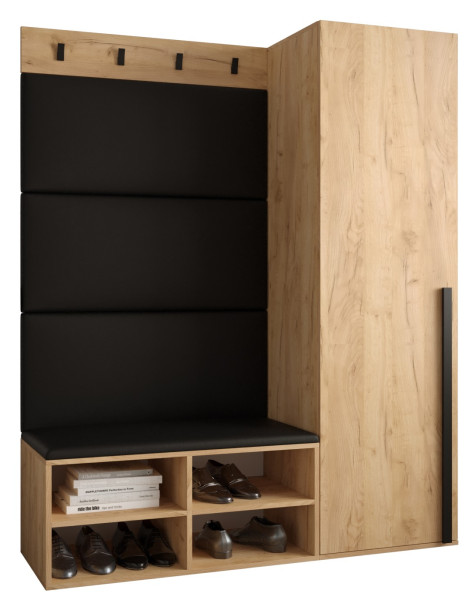 Garderoba do przedpokoju MIRO 6 dąb craft + ekoskóra czarna 91286