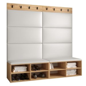 Garderoba do przedpokoju MIRO 7 dąb craft + ekoskóra biała 91276 Garderoba do przedpokoju MIRO 7 dąb craft + ekoskóra biała 91276