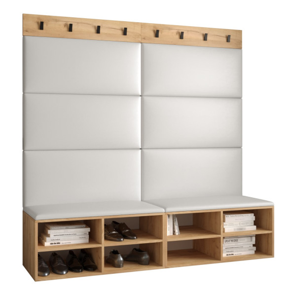 Garderoba do przedpokoju MIRO 7 dąb craft + ekoskóra biała 91276