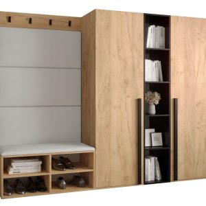 Garderoba do przedpokoju MIRO 8 dąb craft + ekoskóra biała 91279 Garderoba do przedpokoju MIRO 8 dąb craft + ekoskóra biała 91279