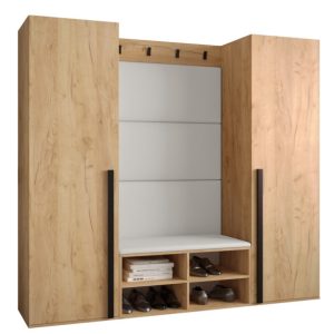 Garderoba do przedpokoju MIRO 9 dąb craft + ekoskóra biała 91461 Garderoba do przedpokoju MIRO 9 dąb craft + ekoskóra biała 91461