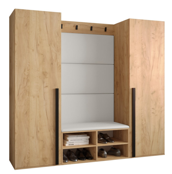 Garderoba do przedpokoju MIRO 9 dąb craft + ekoskóra biała 91461