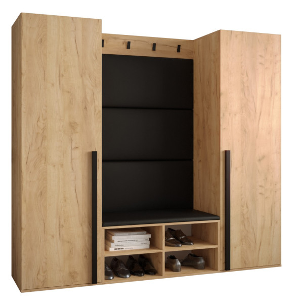 Garderoba do przedpokoju MIRO 9 dąb craft + ekoskóra czarna 91449