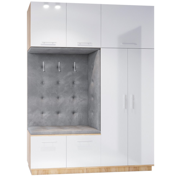 Garderoba lewa CRENON 2 craft złoty / biały połysk 239720