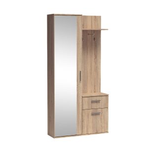 Garderoba Luks z lustrem, wieszakami i półkami 97×195×30 sonoma 783741 Garderoba Luks z lustrem, wieszakami i półkami 97×195×30 sonoma 783741