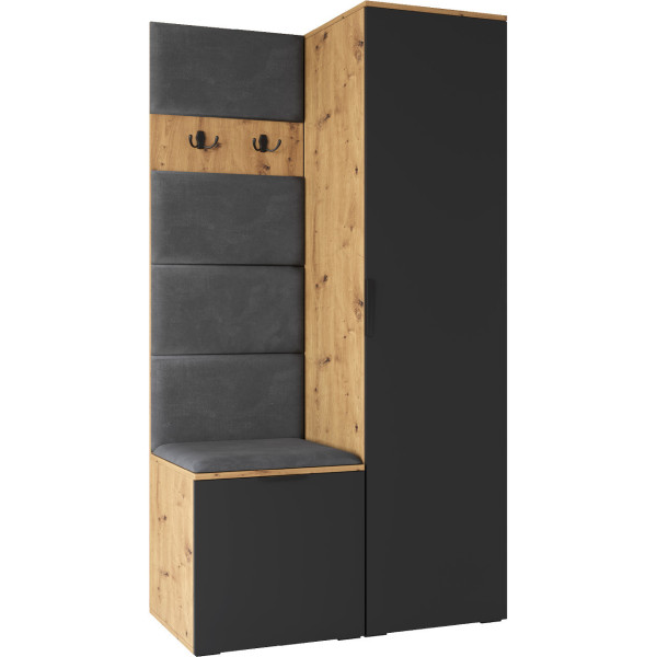 Garderoba NELA 1 dąb artisan / czarny lewa 239721