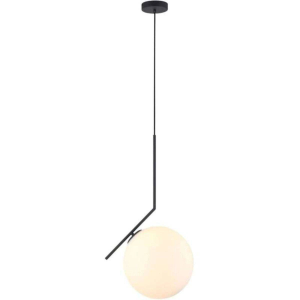 Lampa wisząca Mondo biała kula czarna 1xE27x11W IP20 Italux 1021123 Lampa wisząca Mondo biała kula czarna 1xE27x11W IP20 Italux 1021123