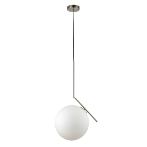 Lampa wisząca Mondo biała kula nikiel satynowany 1xE27x11W IP20 Italux 1021068 Lampa wisząca Mondo biała kula nikiel satynowany 1xE27x11W IP20 Italux 1021068