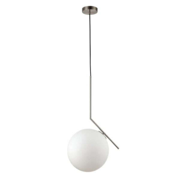 Lampa wisząca Mondo biała kula nikiel satynowany 1xE27x11W IP20 Italux 1021068