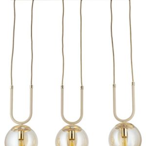 Lampa Wisząca Mora Beżowo-złota 3xE14 60 cm Nowoczesny Salon Taupe 759153 Lampa Wisząca Mora Beżowo-złota 3xE14 60 cm Nowoczesny Salon Taupe 759153