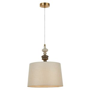 Lampa wisząca Moren 149,5 cm metalowa beżowa 209796 Lampa wisząca Moren 149,5 cm metalowa beżowa 209796