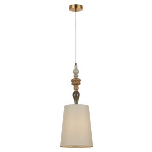 Lampa wisząca Moren 157 cm metalowa beżowa 209797 Lampa wisząca Moren 157 cm metalowa beżowa 209797