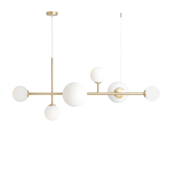 Lampa wisząca mosiądz-biała Dione 6xE14x15W wym: 110x130x62 cm Aldex 852237
