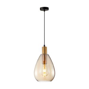 Lampa wisząca mosiądz-bursztynowy-czarna ZULO 1xE27x40W Italux 846243 Lampa wisząca mosiądz-bursztynowy-czarna ZULO 1xE27x40W Italux 846243