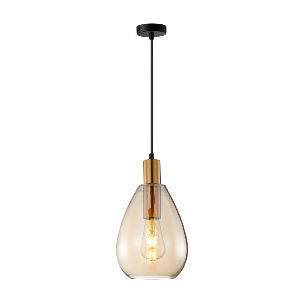 Lampa wisząca mosiądz-bursztynowy-czarna ZULO 1xE27x40W Italux 846243