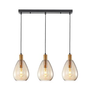 Lampa wisząca mosiądz-bursztynowy-czarna ZULO 3xE27x40W Italux 846501 Lampa wisząca mosiądz-bursztynowy-czarna ZULO 3xE27x40W Italux 846501