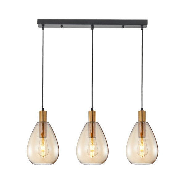Lampa wisząca mosiądz-bursztynowy-czarna ZULO 3xE27x40W Italux 846501