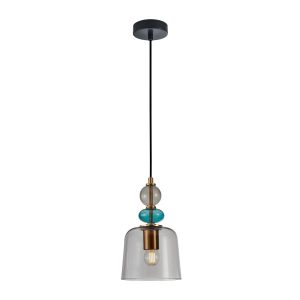 Lampa wisząca mosiądz-dymiona-czarna-turkusowa NAMOS 1xE27x40W Italux 854703 Lampa wisząca mosiądz-dymiona-czarna-turkusowa NAMOS 1xE27x40W Italux 854703