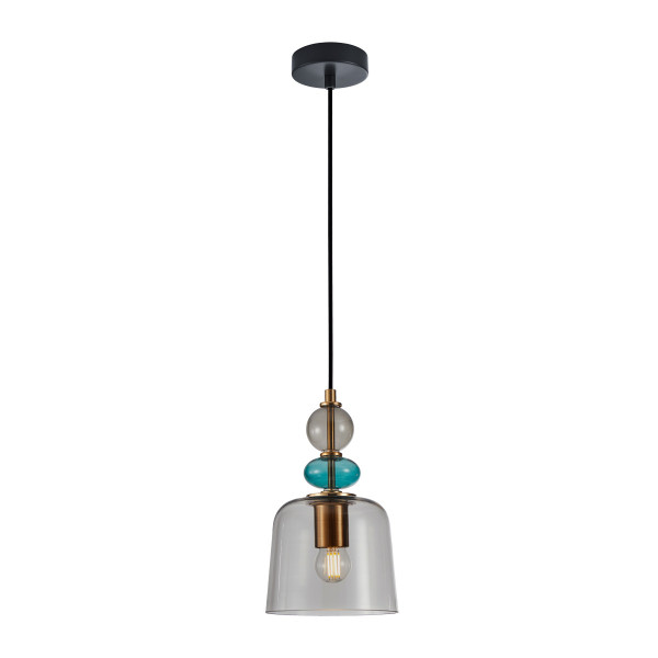 Lampa wisząca mosiądz-dymiona-czarna-turkusowa NAMOS 1xE27x40W Italux 854703