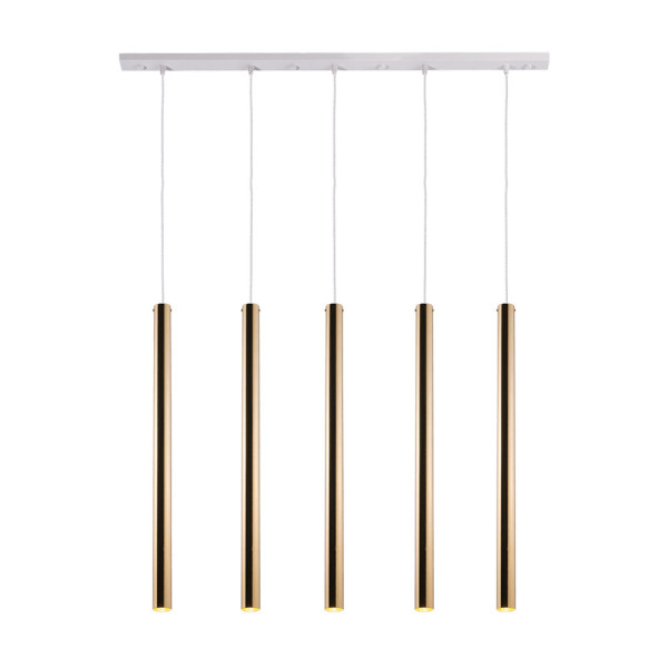 Lampa wisząca mosiądz polerowano-biała AKADI 5xGU10x4W Amplex 846107