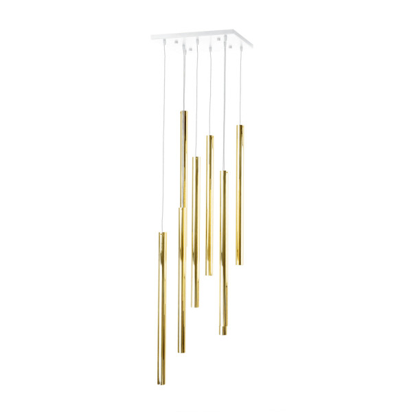 Lampa wisząca mosiądz polerowano-biała AKADI 8xGU10x4W Amplex 846168
