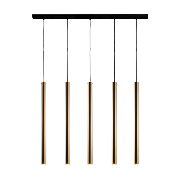 Lampa wisząca mosiądz polerowano-czarna AKADI 5xGU10x4W Amplex 846252