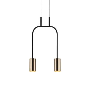 Lampa wisząca mosiądz polerowano-czarna VAI 2xGU10x4W Amplex 846392 Lampa wisząca mosiądz polerowano-czarna VAI 2xGU10x4W Amplex 846392