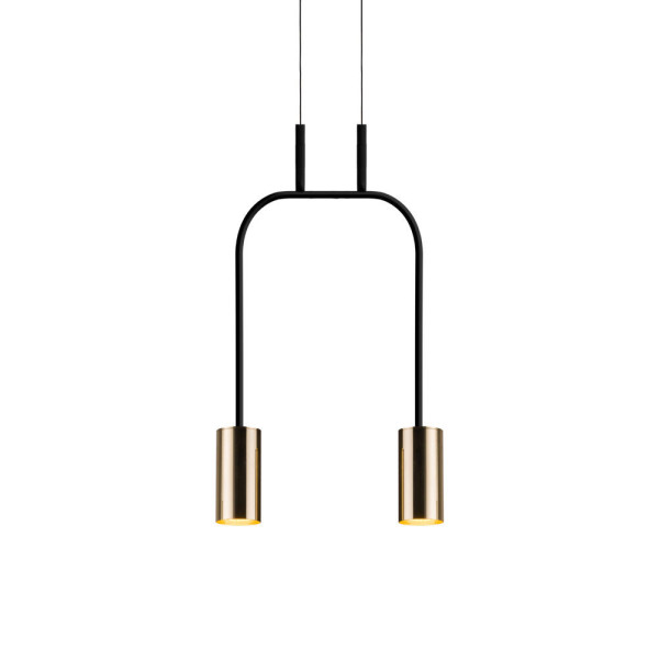 Lampa wisząca mosiądz polerowano-czarna VAI 2xGU10x4W Amplex 846392