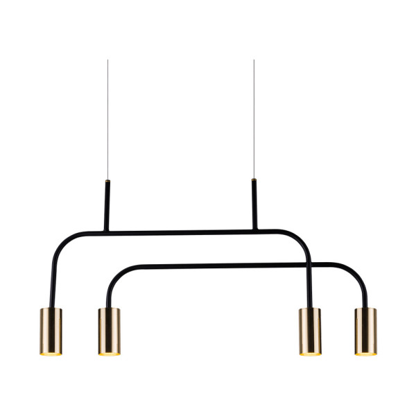 Lampa wisząca mosiądz polerowano-czarna VAI 4xGU10x4W Amplex 847939